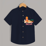 Celebrate new beginnings with our "Feeling Blessed On Hanuman Jayanti" Customised  Shirt for kids - NAVY BLUE - 0 - 6 Months Old (Chest 21")
