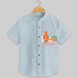 Celebrate new beginnings with our "Feeling Blessed On Hanuman Jayanti" Customised  Shirt for kids - PASTEL BLUE CHAMBREY - 0 - 6 Months Old (Chest 21")