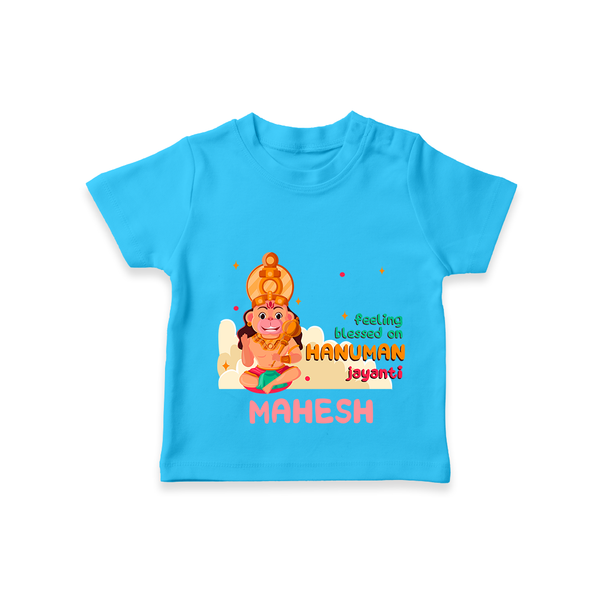 Celebrate new beginnings with our "Feeling Blessed On Hanuman Jayanti" Customised T-Shirt for Kids - SKY BLUE - 0 - 5 Months Old (Chest 17")