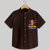 Experience comfort and style with our "Ugadi Pachadi Delights" Customised  Shirt for kids - CHOCOLATE BROWN - 0 - 6 Months Old (Chest 21")