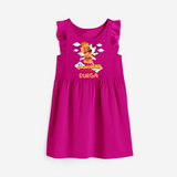 Elevate your wardrobe with "Fearless Like Hanuman" Customised  Girls Frock - HOT PINK - 0 - 6 Months Old (Chest 18")