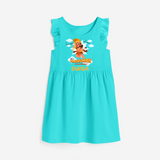 Elevate your wardrobe with "Fearless Like Hanuman" Customised  Girls Frock - LIGHT BLUE - 0 - 6 Months Old (Chest 18")