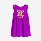 Elevate your wardrobe with "Fearless Like Hanuman" Customised  Girls Frock - PURPLE - 0 - 6 Months Old (Chest 18")