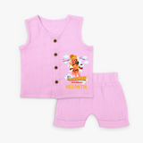 Elevate your wardrobe with "Fearless Like Hanuman" Customised Jabla set for Kids - LAVENDER ROSE - 0 - 3 Months Old (Chest 9.8")