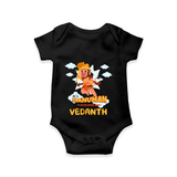 Elevate your wardrobe with "Fearless Like Hanuman" Customised Romper for Kids - BLACK - 0 - 3 Months Old (Chest 16")