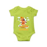 Elevate your wardrobe with "Fearless Like Hanuman" Customised Romper for Kids - LIME GREEN - 0 - 3 Months Old (Chest 16")