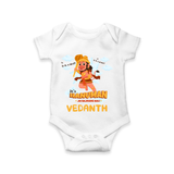 Elevate your wardrobe with "Fearless Like Hanuman" Customised Romper for Kids - WHITE - 0 - 3 Months Old (Chest 16")