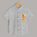 Elevate your wardrobe with "Fearless Like Hanuman" Customised  Shirt for kids - GREY SLUB - 0 - 6 Months Old (Chest 21")