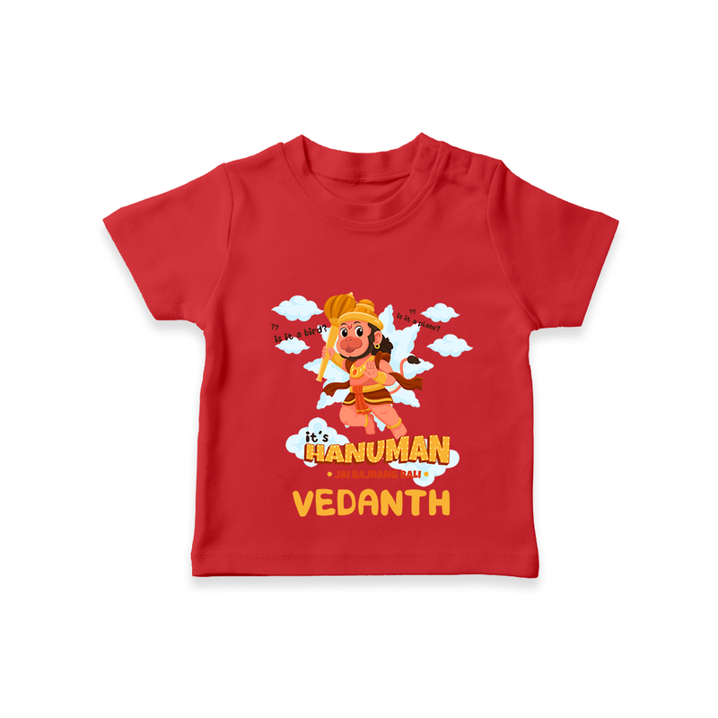 Elevate your wardrobe with "Fearless Like Hanuman" Customised T-Shirt for Kids - RED - 0 - 5 Months Old (Chest 17")
