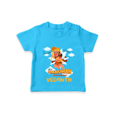 Elevate your wardrobe with "Fearless Like Hanuman" Customised T-Shirt for Kids - SKY BLUE - 0 - 5 Months Old (Chest 17")