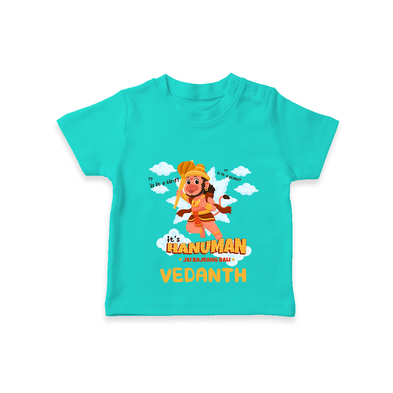 Elevate your wardrobe with "Fearless Like Hanuman" Customised T-Shirt for Kids - TEAL - 0 - 5 Months Old (Chest 17")