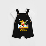 Infuse elegance and charm into your celebrations with "No Fear When Hanuman Is Near" Customised Dungaree set for Kids - BLACK - 0 - 3 Months Old (Chest 17")
