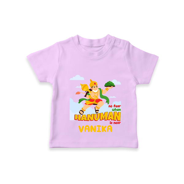 Infuse elegance and charm into your celebrations with "No Fear When Hanuman Is Near" Customised T-Shirt for Kids - LILAC - 0 - 5 Months Old (Chest 17")