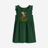 Make a statement with "Jai Bajrang Bali" vibrant colors Customised  Girls Frock - BOTTLE GREEN - 0 - 6 Months Old (Chest 18")
