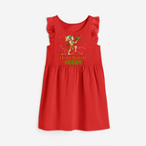 Make a statement with "Jai Bajrang Bali" vibrant colors Customised  Girls Frock - RED - 0 - 6 Months Old (Chest 18")
