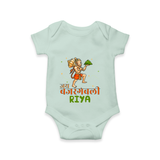 Make a statement with "Jai Bajrang Bali" vibrant colors Customised Romper for Kids - MINT GREEN - 0 - 3 Months Old (Chest 16")