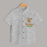 Make a statement with "Jai Bajrang Bali" vibrant colors Customised  Shirt for kids - GREY SLUB - 0 - 6 Months Old (Chest 21")