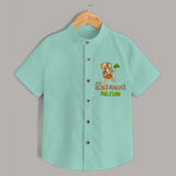 Make a statement with "Jai Bajrang Bali" vibrant colors Customised  Shirt for kids - MINT GREEN - 0 - 6 Months Old (Chest 21")