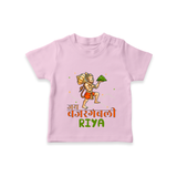 Make a statement with "Jai Bajrang Bali" vibrant colors Customised T-Shirt for Kids - PINK - 0 - 5 Months Old (Chest 17")