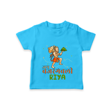 Make a statement with "Jai Bajrang Bali" vibrant colors Customised T-Shirt for Kids - SKY BLUE - 0 - 5 Months Old (Chest 17")