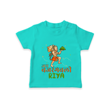Make a statement with "Jai Bajrang Bali" vibrant colors Customised T-Shirt for Kids - TEAL - 0 - 5 Months Old (Chest 17")
