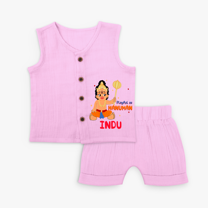Stand out with eye-catching "Playful As Hanuman" designs of Customised Jabla set for Kids - LAVENDER ROSE - 0 - 3 Months Old (Chest 9.8")