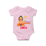 Stand out with eye-catching "Playful As Hanuman" designs of Customised Romper for Kids - BABY PINK - 0 - 3 Months Old (Chest 16")