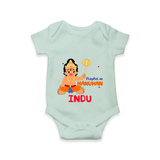 Stand out with eye-catching "Playful As Hanuman" designs of Customised Romper for Kids - MINT GREEN - 0 - 3 Months Old (Chest 16")