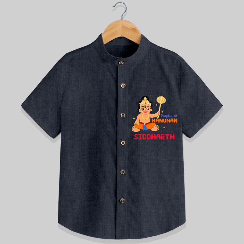Stand out with eye-catching "Playful As Hanuman" designs of Customised   Shirt for kids - DARK GREY - 0 - 6 Months Old (Chest 21")