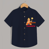 Stand out with eye-catching "Playful As Hanuman" designs of Customised   Shirt for kids - NAVY BLUE - 0 - 6 Months Old (Chest 21")