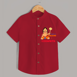 Stand out with eye-catching "Playful As Hanuman" designs of Customised   Shirt for kids - RED - 0 - 6 Months Old (Chest 21")