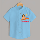 Stand out with eye-catching "Playful As Hanuman" designs of Customised   Shirt for kids - SKY BLUE - 0 - 6 Months Old (Chest 21")