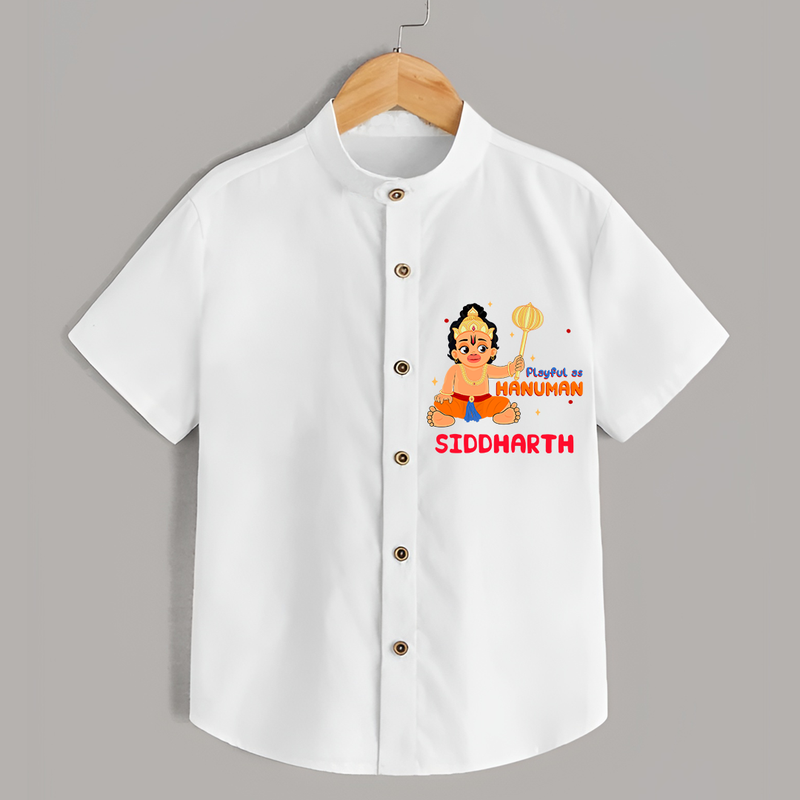 Stand out with eye-catching "Playful As Hanuman" designs of Customised   Shirt for kids - WHITE - 0 - 6 Months Old (Chest 21")