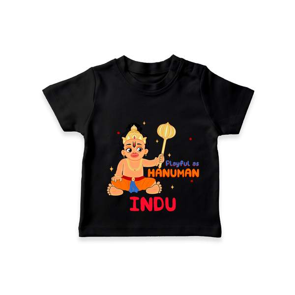 Stand out with eye-catching "Playful As Hanuman" designs of Customised T-Shirt for Kids - BLACK - 0 - 5 Months Old (Chest 17")