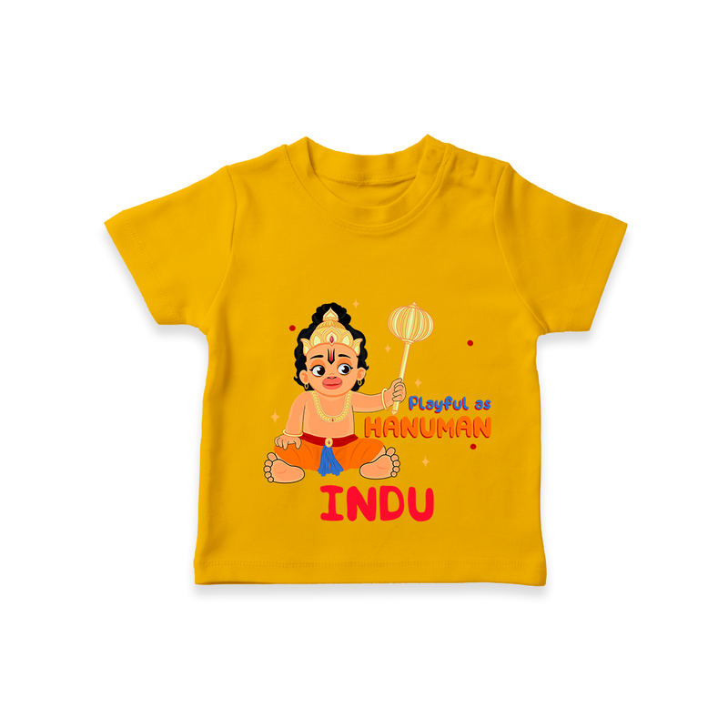 Stand out with eye-catching "Playful As Hanuman" designs of Customised T-Shirt for Kids - CHROME YELLOW - 0 - 5 Months Old (Chest 17")