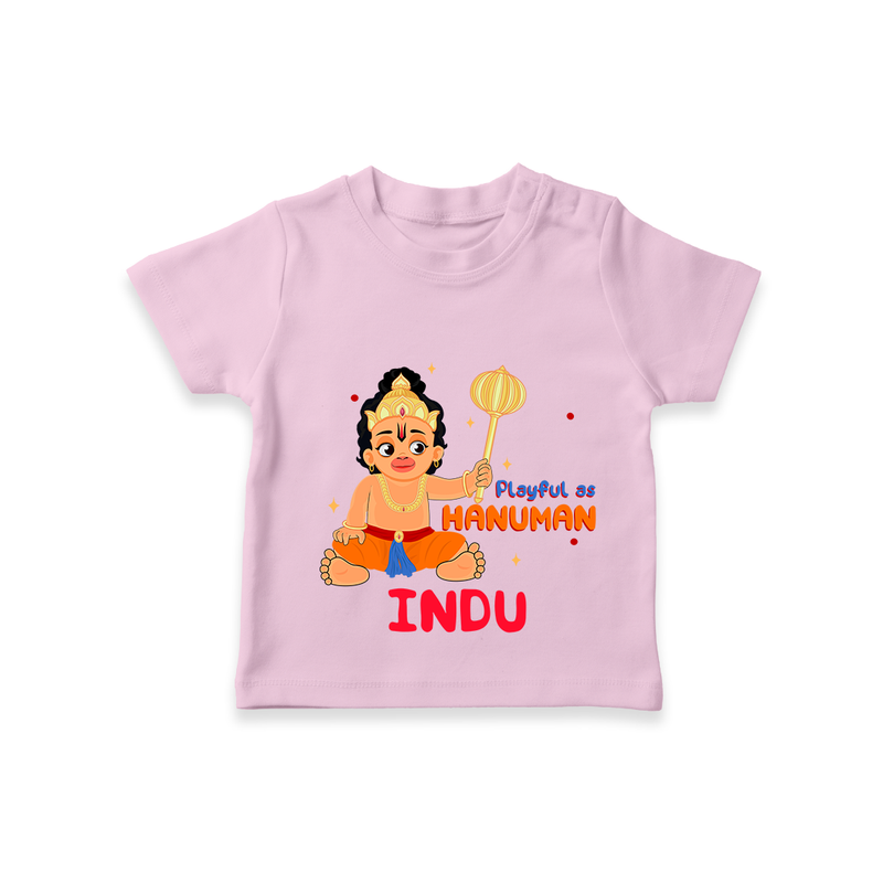 Stand out with eye-catching "Playful As Hanuman" designs of Customised T-Shirt for Kids - PINK - 0 - 5 Months Old (Chest 17")