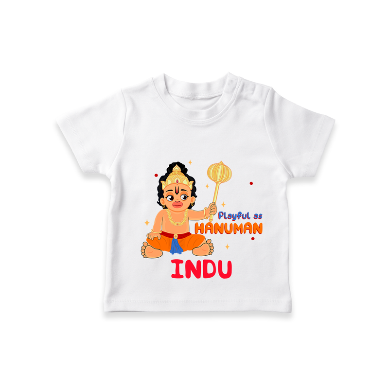 Stand out with eye-catching "Playful As Hanuman" designs of Customised T-Shirt for Kids - WHITE - 0 - 5 Months Old (Chest 17")