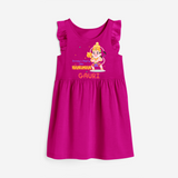 Embrace tradition with "Strong & Mighty Like Hanuman" Customised Girls Frock - HOT PINK - 0 - 6 Months Old (Chest 18")