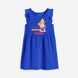 Embrace tradition with "Strong & Mighty Like Hanuman" Customised Girls Frock - ROYAL BLUE - 0 - 6 Months Old (Chest 18")