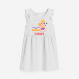 Embrace tradition with "Strong & Mighty Like Hanuman" Customised Girls Frock - WHITE - 0 - 6 Months Old (Chest 18")