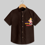 Embrace tradition with "Strong & Mighty Like Hanuman" Customised  Shirt for kids - CHOCOLATE BROWN - 0 - 6 Months Old (Chest 21")