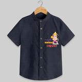 Embrace tradition with "Strong & Mighty Like Hanuman" Customised  Shirt for kids - DARK GREY - 0 - 6 Months Old (Chest 21")