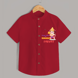 Embrace tradition with "Strong & Mighty Like Hanuman" Customised  Shirt for kids - RED - 0 - 6 Months Old (Chest 21")