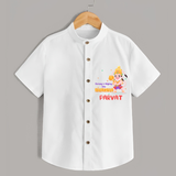 Embrace tradition with "Strong & Mighty Like Hanuman" Customised  Shirt for kids - WHITE - 0 - 6 Months Old (Chest 21")