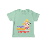 Embrace tradition with "Strong & Mighty Like Hanuman" Customised T-Shirt for Kids - MINT GREEN - 0 - 5 Months Old (Chest 17")