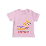 Embrace tradition with "Strong & Mighty Like Hanuman" Customised T-Shirt for Kids - PINK - 0 - 5 Months Old (Chest 17")
