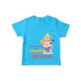 Embrace tradition with "Strong & Mighty Like Hanuman" Customised T-Shirt for Kids - SKY BLUE - 0 - 5 Months Old (Chest 17")