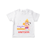Embrace tradition with "Strong & Mighty Like Hanuman" Customised T-Shirt for Kids - WHITE - 0 - 5 Months Old (Chest 17")