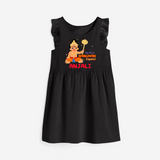 Shine with joy in our "My 1st Hanuman Jayanti" Customised Girls Frock - BLACK - 0 - 6 Months Old (Chest 18")