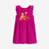 Shine with joy in our "My 1st Hanuman Jayanti" Customised Girls Frock - HOT PINK - 0 - 6 Months Old (Chest 18")